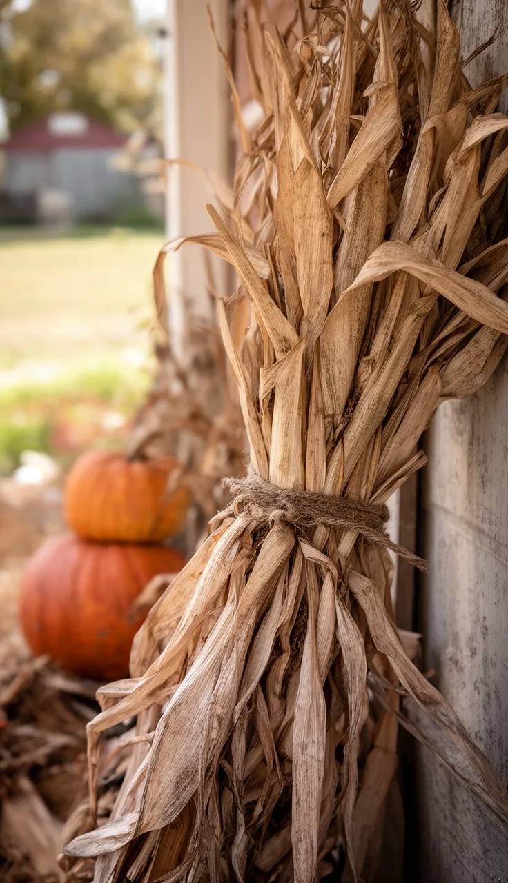 Vintage weathered dried corn stalks