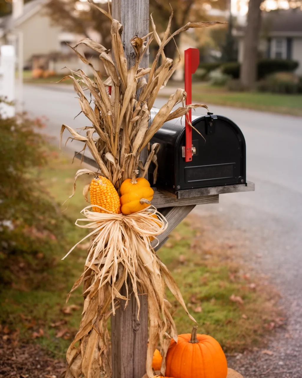 Mailbox corn stalks