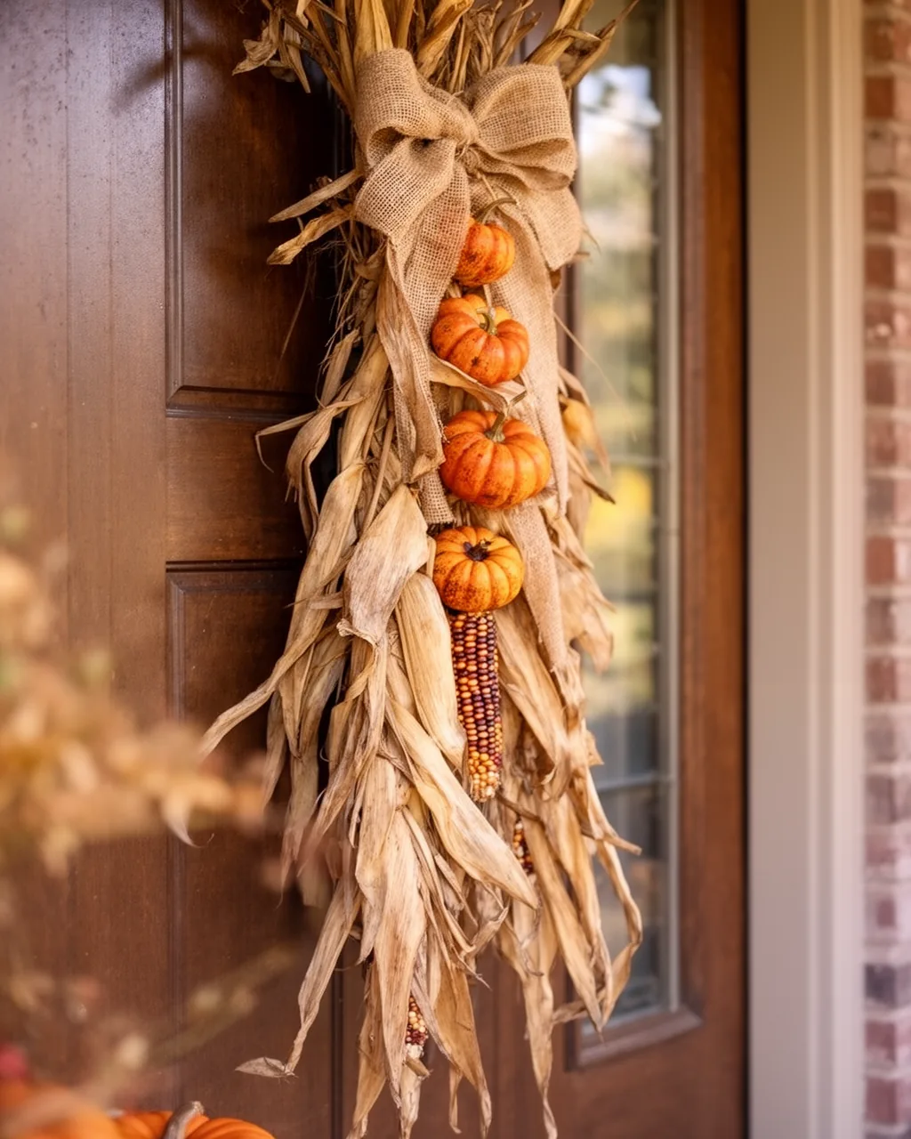 Corn stalk door swag