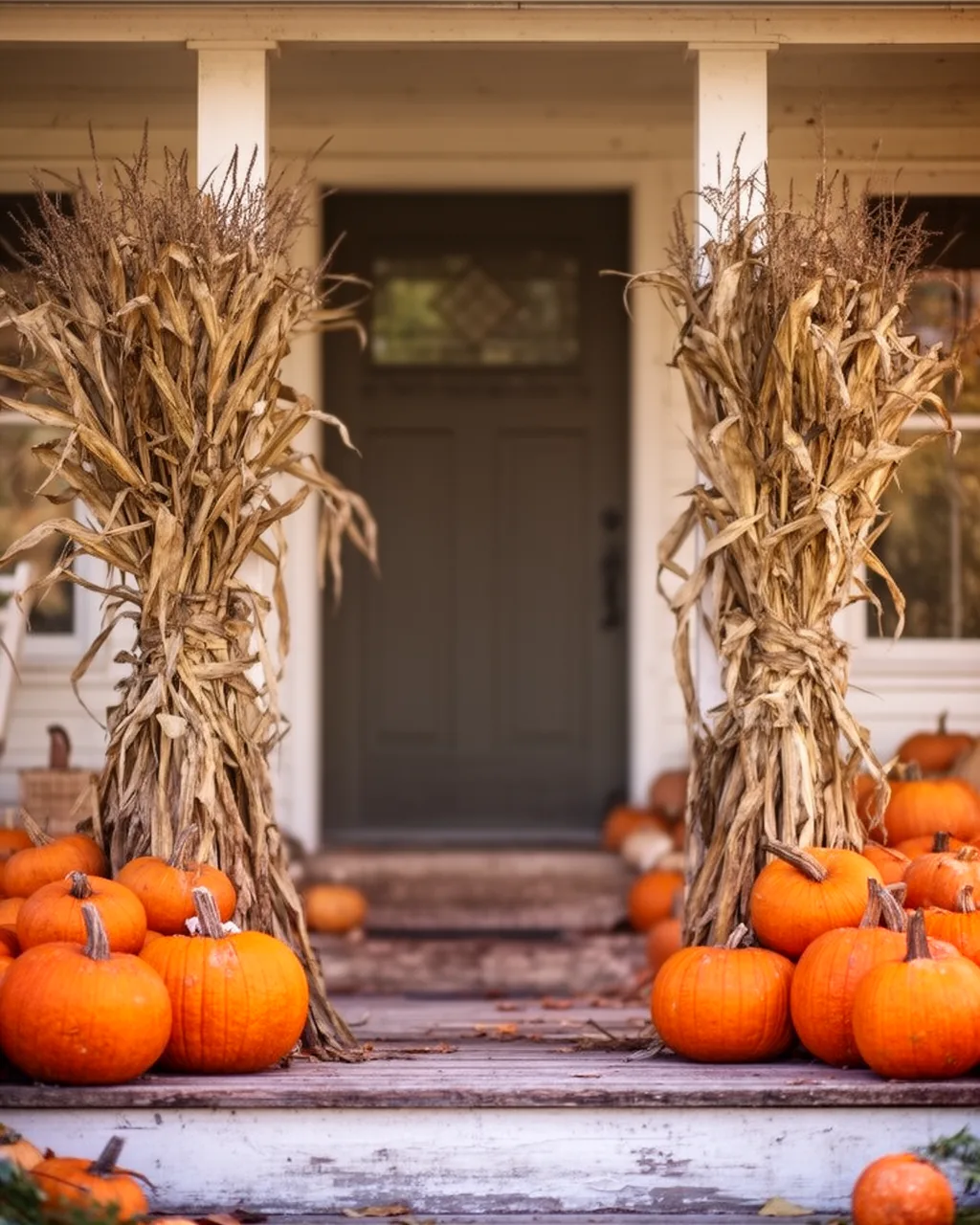 Corn stalks flanking a door