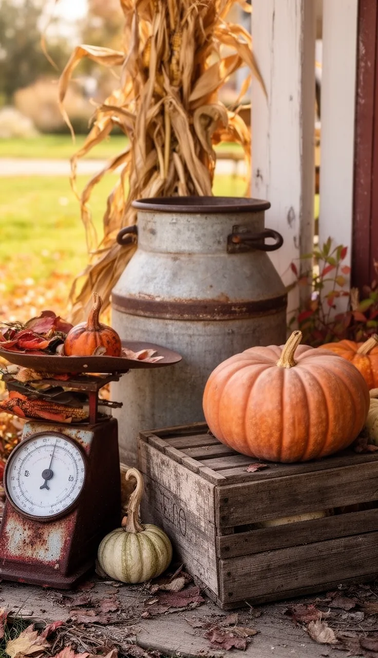 A vintage, collected harvest look in the yard