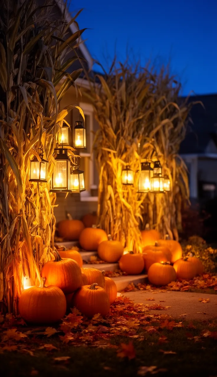 A nighttime-ready glowing fall yard