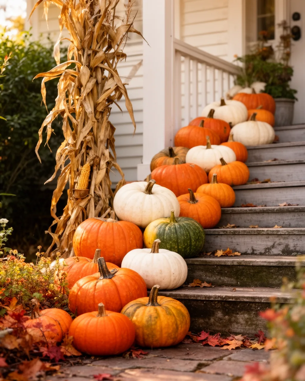 Pumpkin cascade on the steps