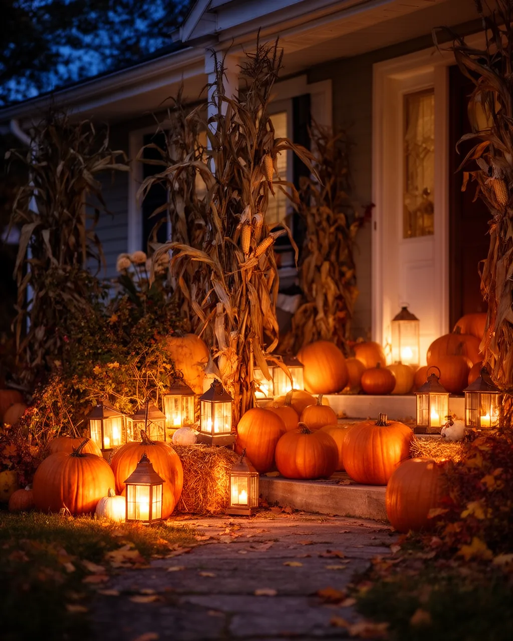 Nighttime glowing yard