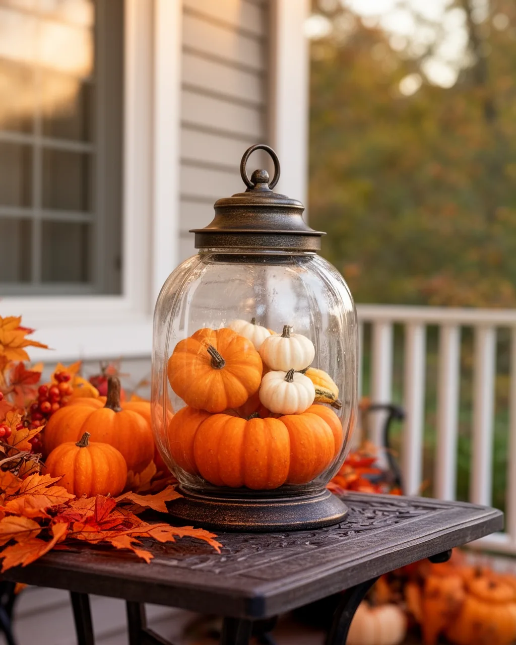 Lantern filled with pumpkins