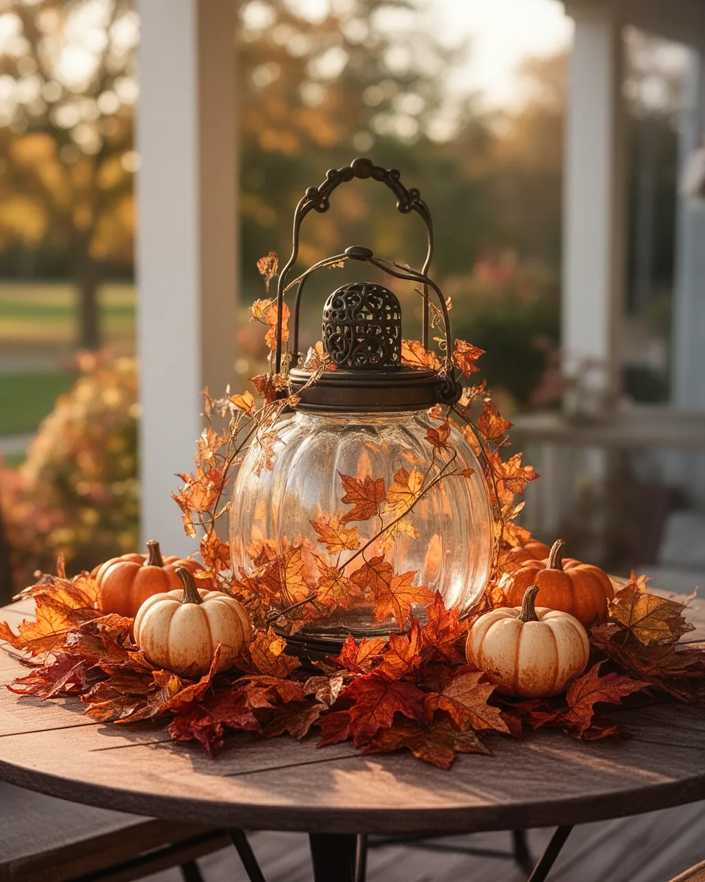 Lantern centerpiece on the table