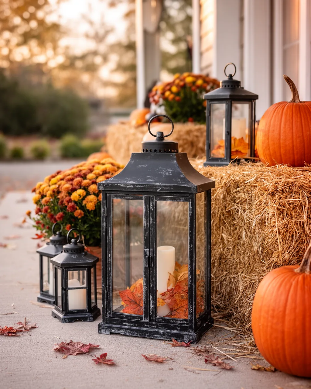 Rustic metal farmhouse lanterns