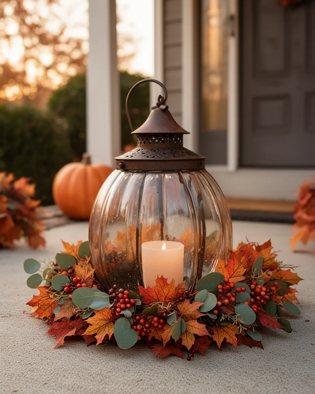 Lantern with a foliage collar