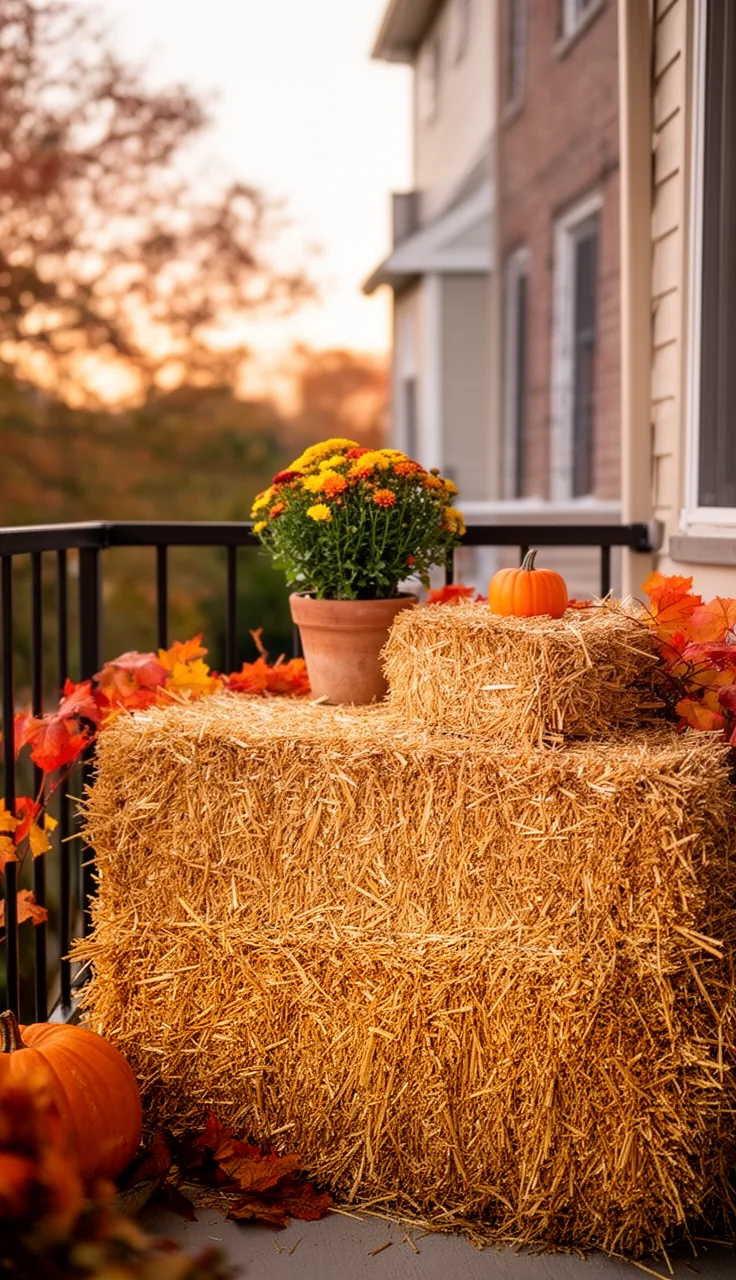 Mini hay bales for a small porch or balcony