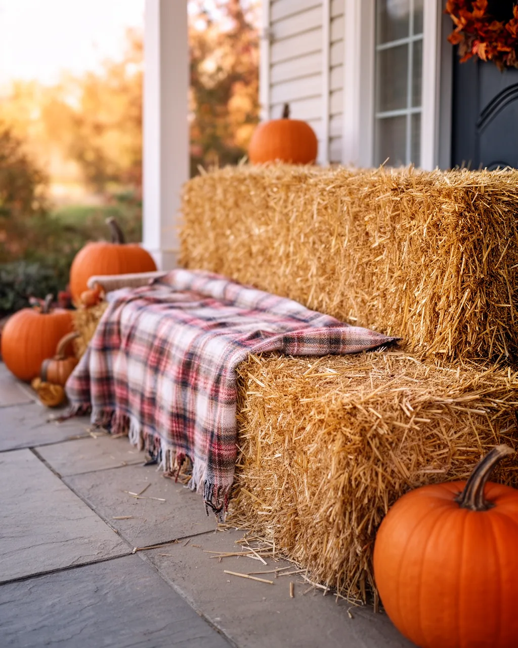 Hay bale bench
