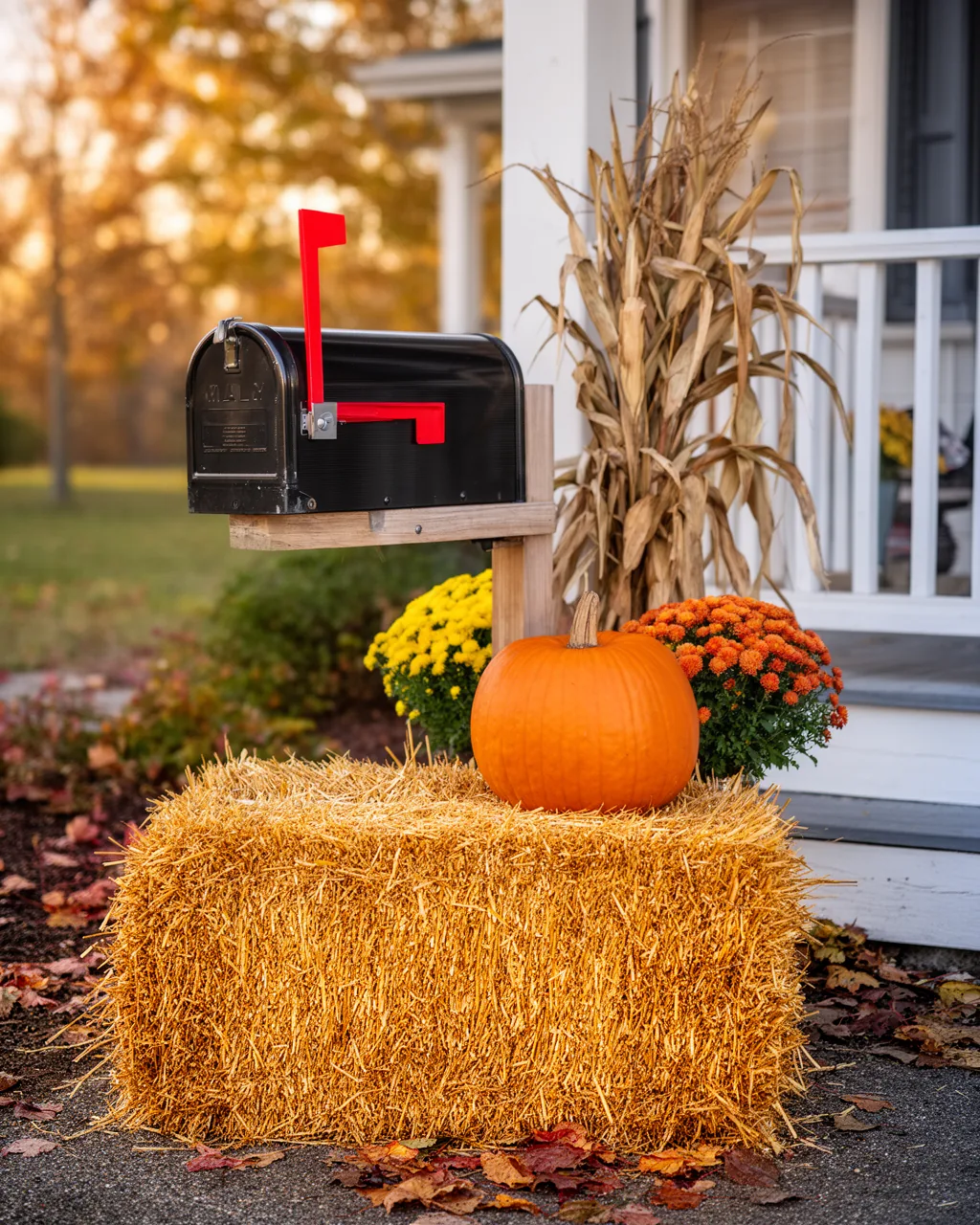 Mailbox hay bale vignette