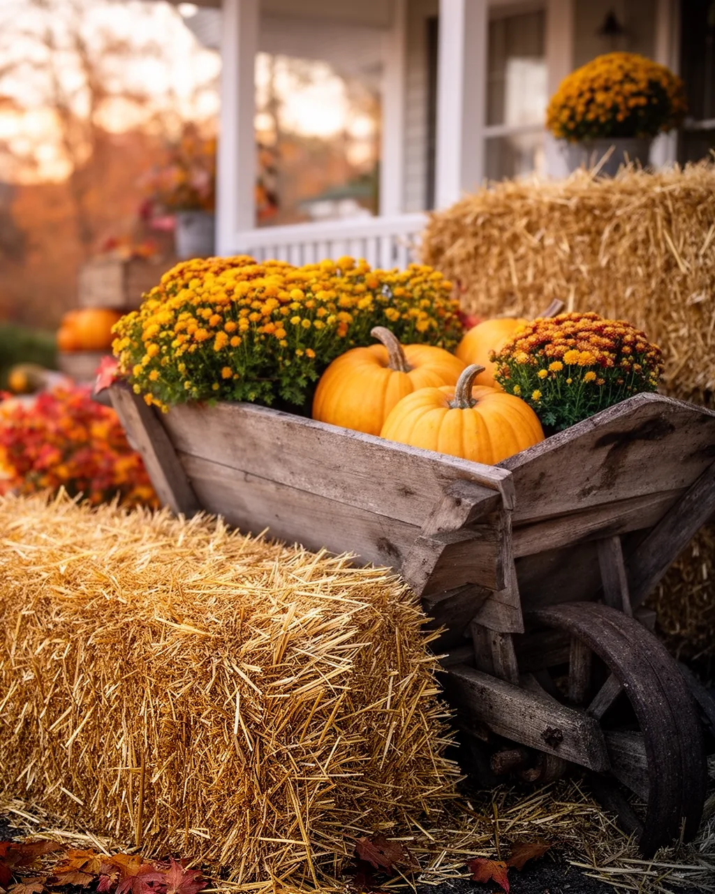 Hay bale in a wheelbarrow