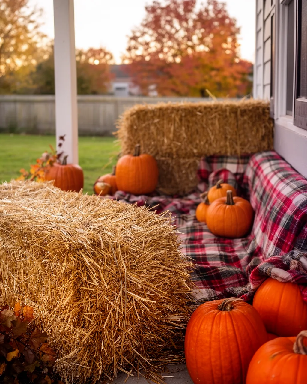 Cozy hay bale nook