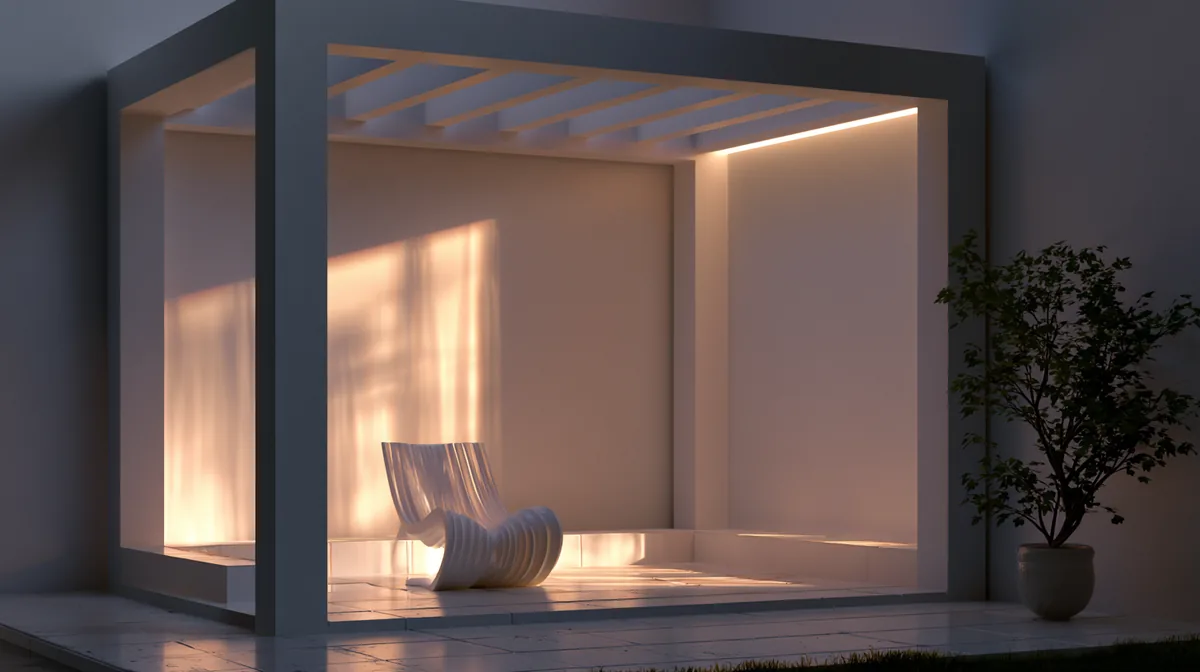 Modern minimalist pergola with clean straight lines on a patio, photo 4 of 4
