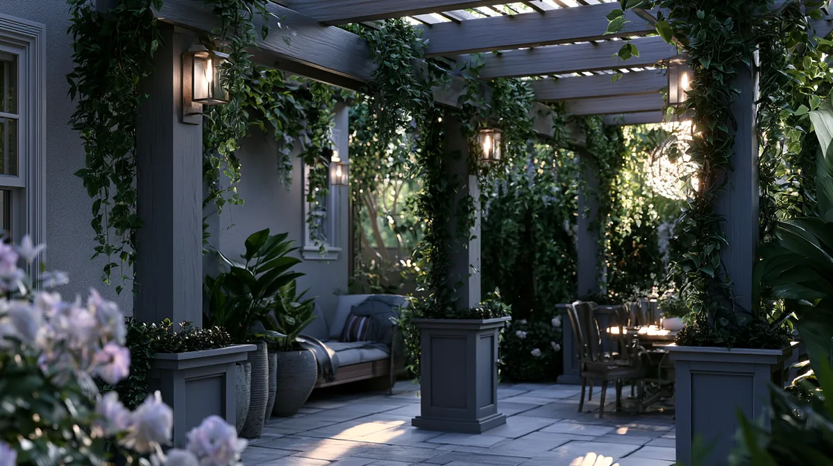 Pergola with integrated planter boxes on the posts, photo 2 of 4
