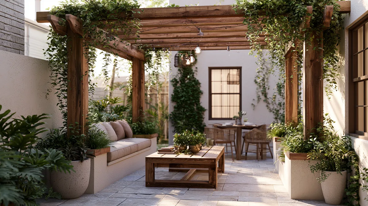 Pergola with integrated planter boxes on the posts, photo 4 of 4