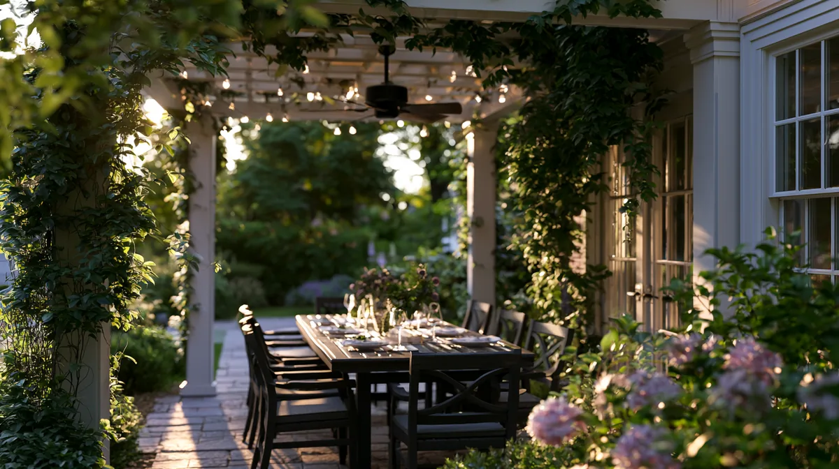 Small patio pergola over an outdoor dining set, photo 4 of 4