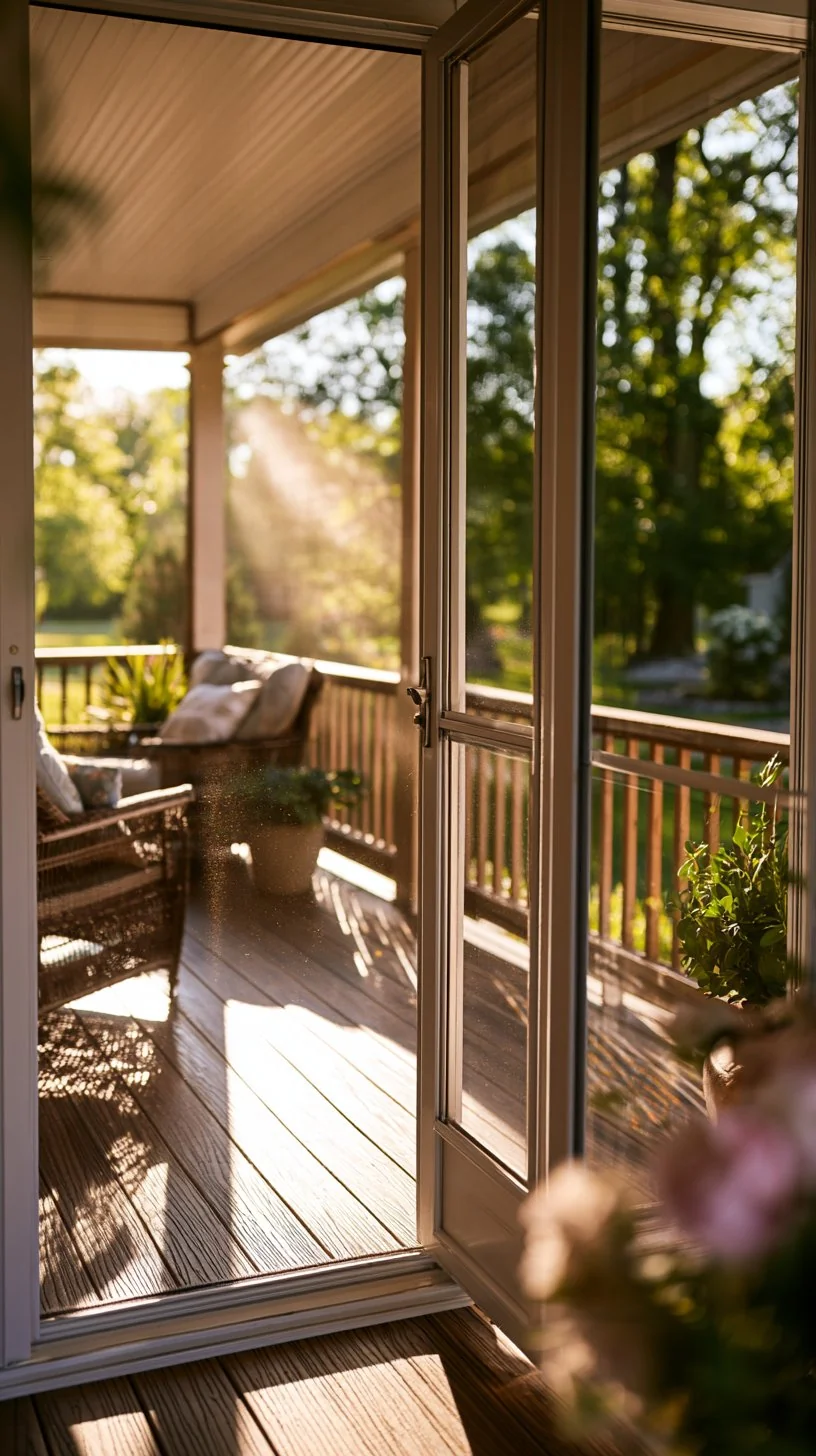 Full screen enclosure on a shaded porch with comfortable seating, photo 3 of 4