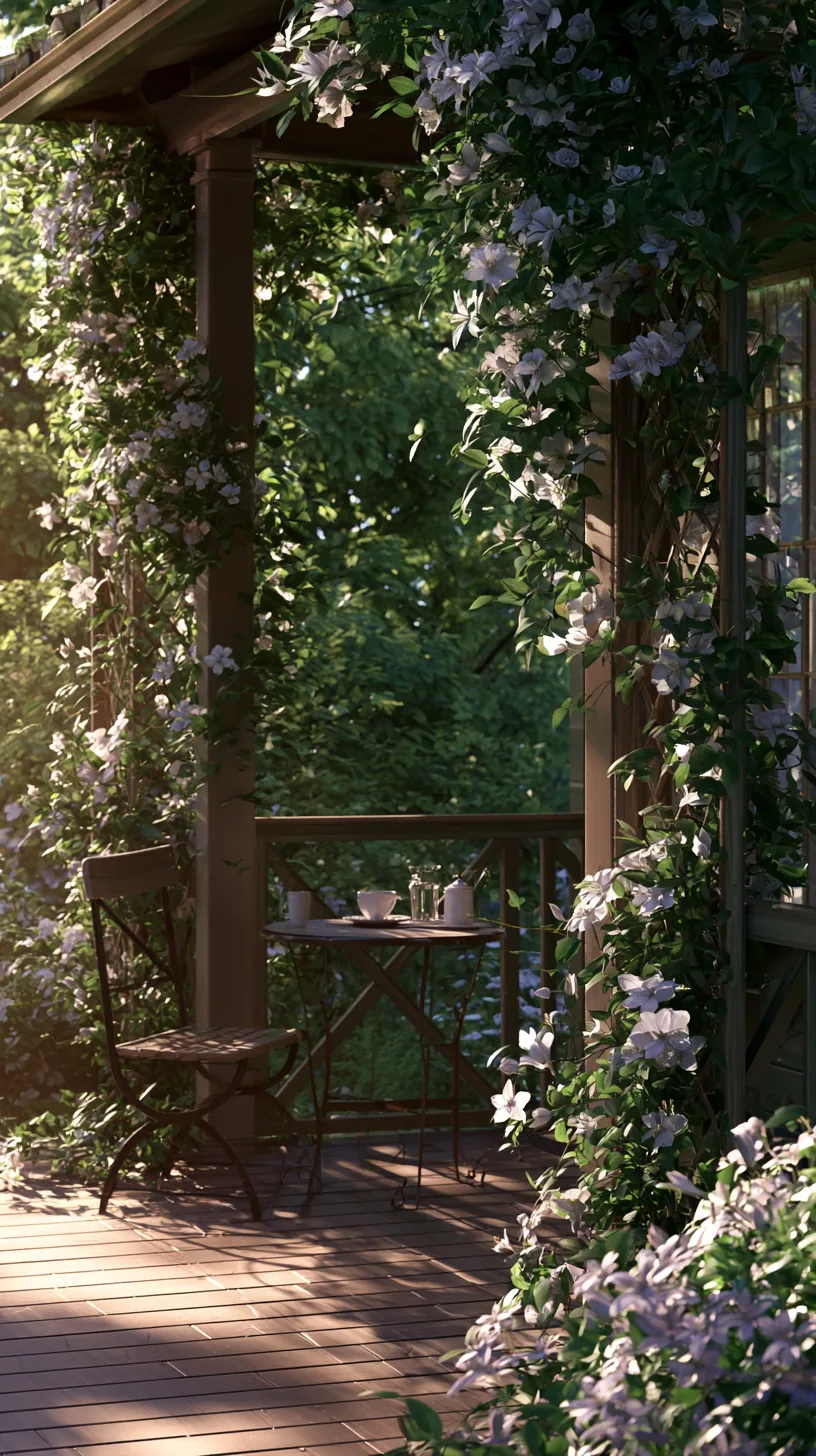 Climbing vines covering a porch trellis for natural green shade, photo 2 of 4