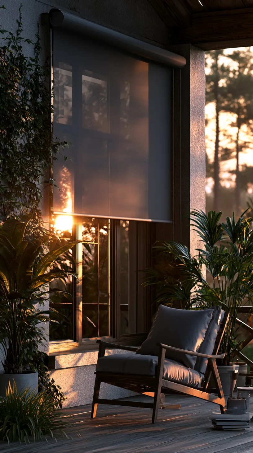 Retractable side awning extended to block low sun on a porch, photo 4 of 4
