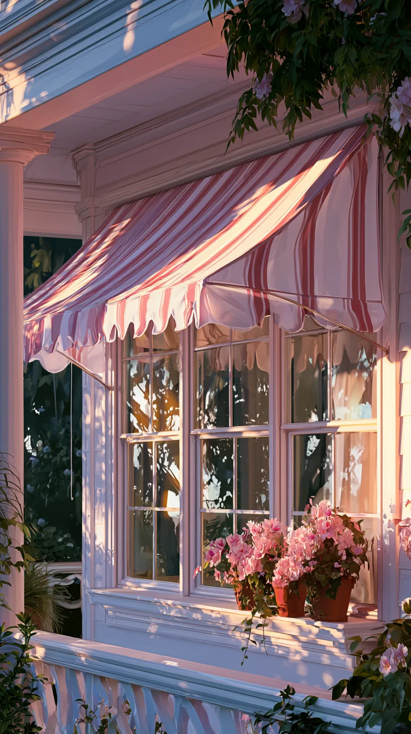 Drop-arm awning angled over sunny porch windows, photo 2 of 4