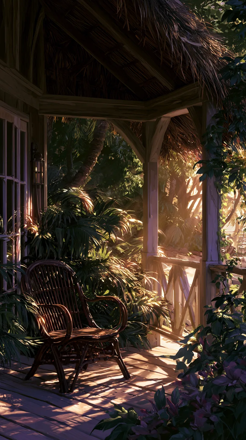 Reed thatched roof adding tropical texture and shade to a porch, photo 1 of 4