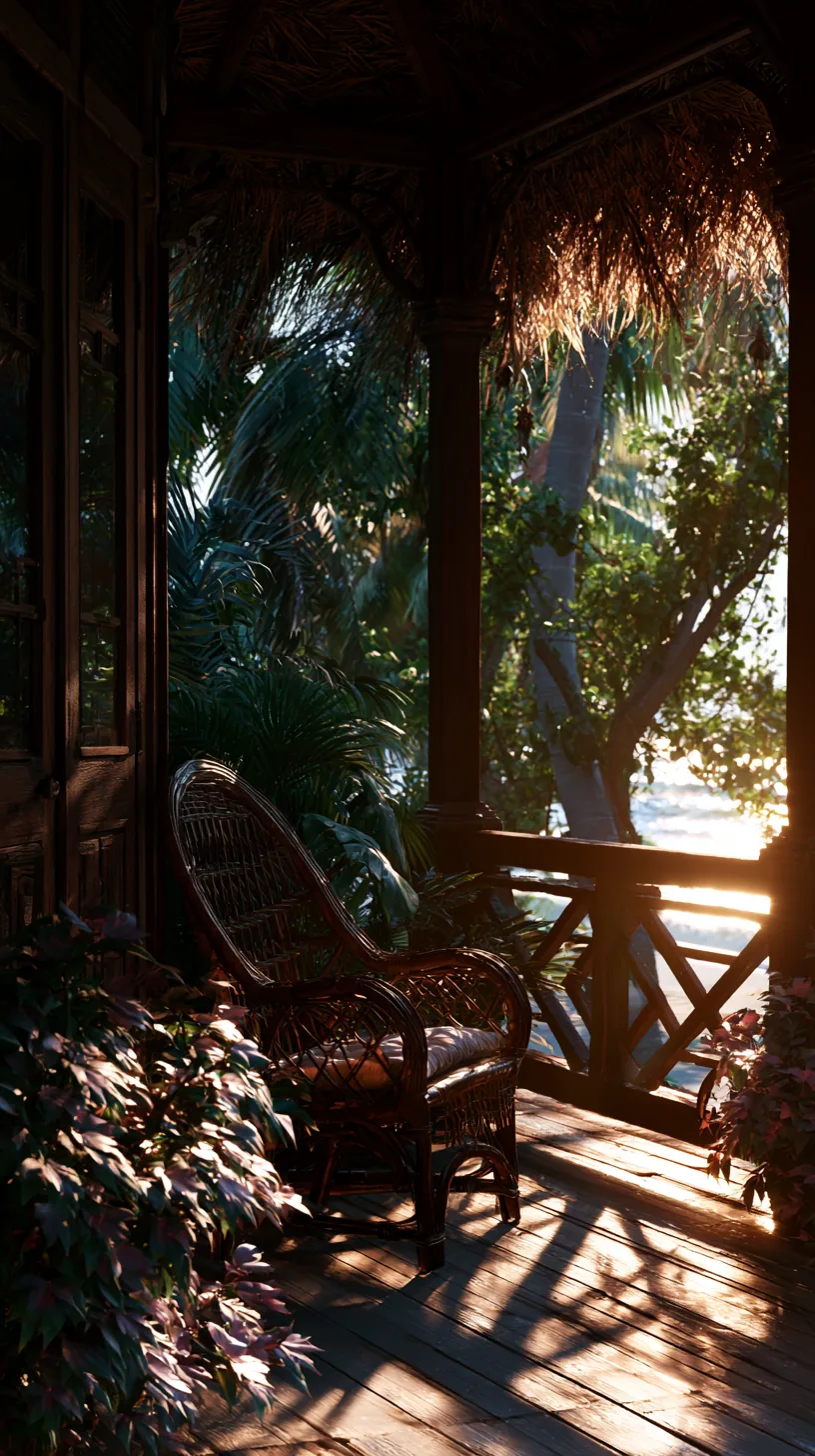 Reed thatched roof adding tropical texture and shade to a porch, photo 4 of 4