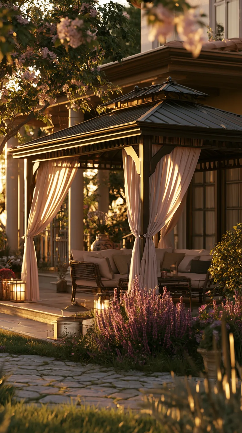 Freestanding gazebo beside a porch offering full overhead shelter, photo 2 of 4