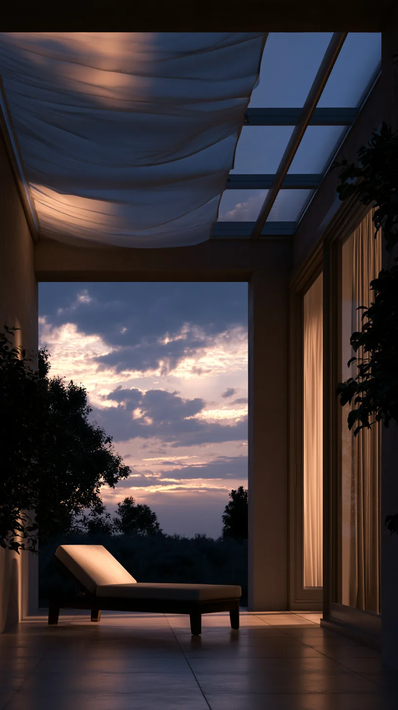 Retractable horizontal shade pulled across the top of a porch, photo 2 of 4