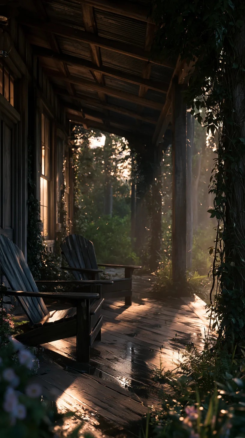 Corrugated metal roof panels shading a rustic farmhouse porch, photo 4 of 4