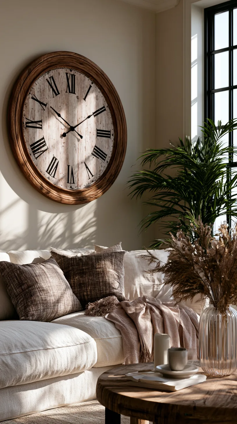 oversized decorative wall clock on a living room wall, photo 3 of 3