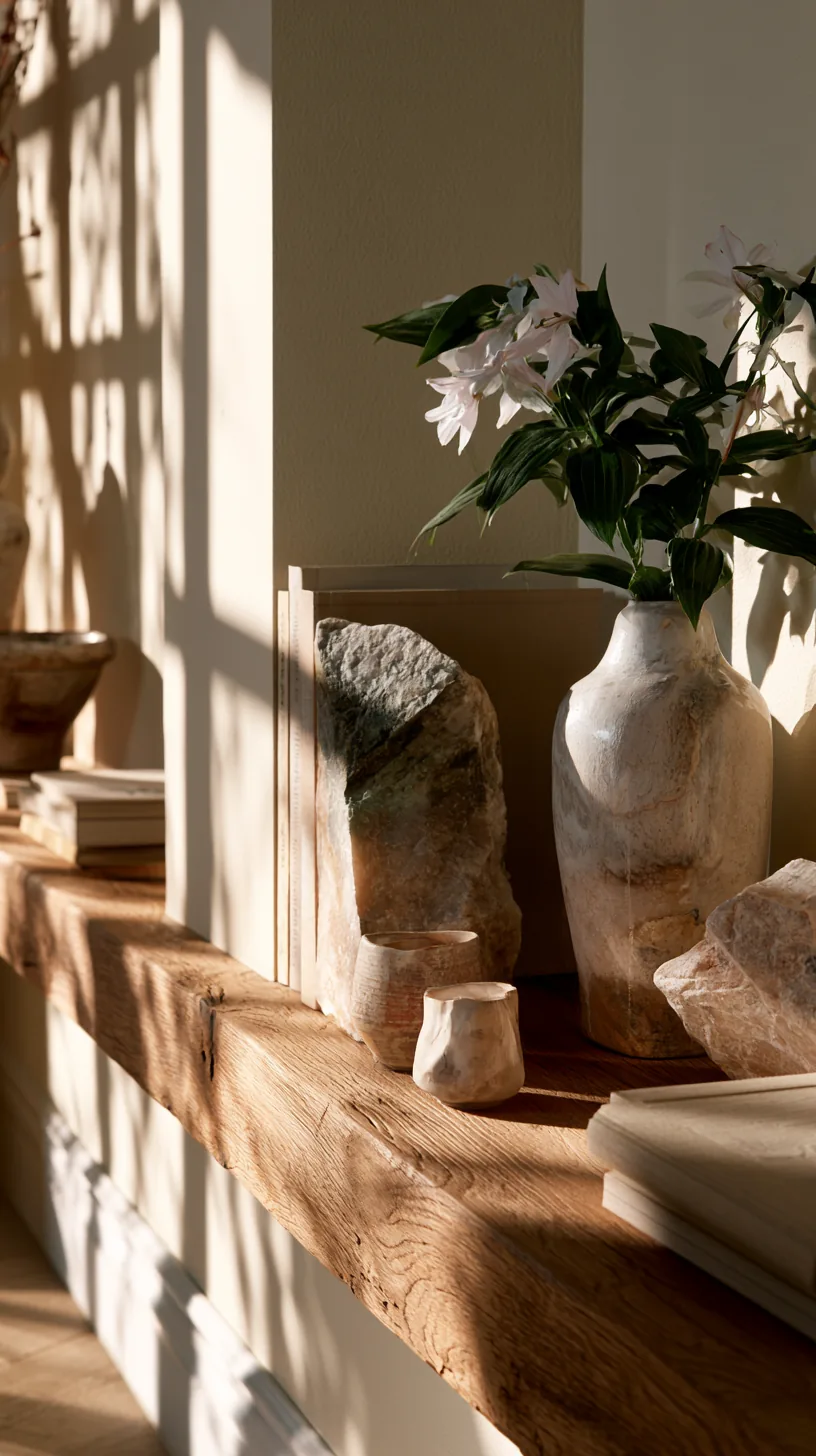 styled shelf with books and decorative objects on a living room wall, photo 3 of 3