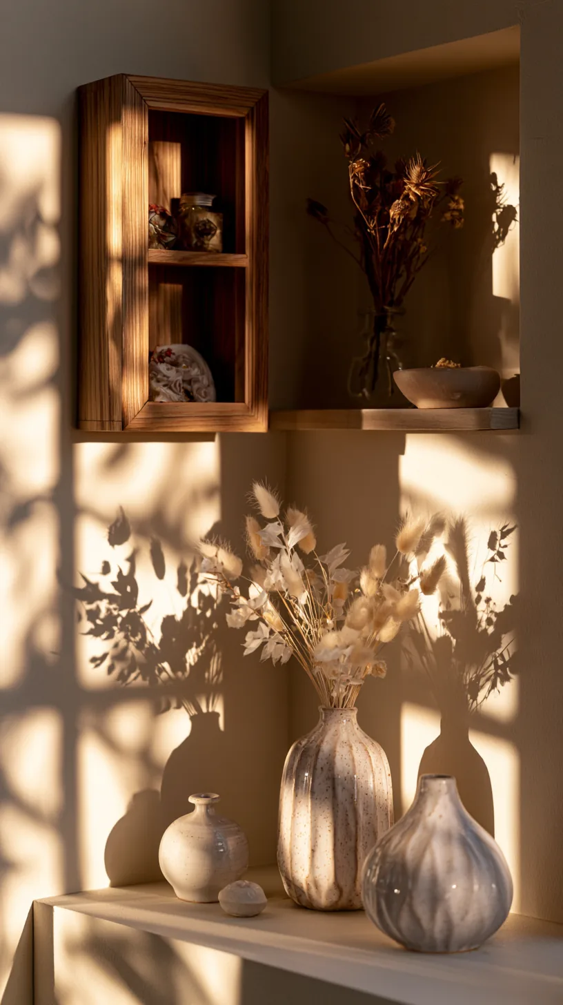 shadow box memory display on a living room wall, photo 3 of 3