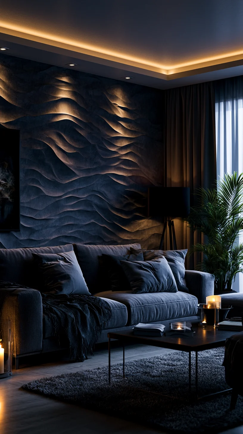 A set of neutral 3D textured wall art panels adding depth to a living room wall, photo 4 of 4