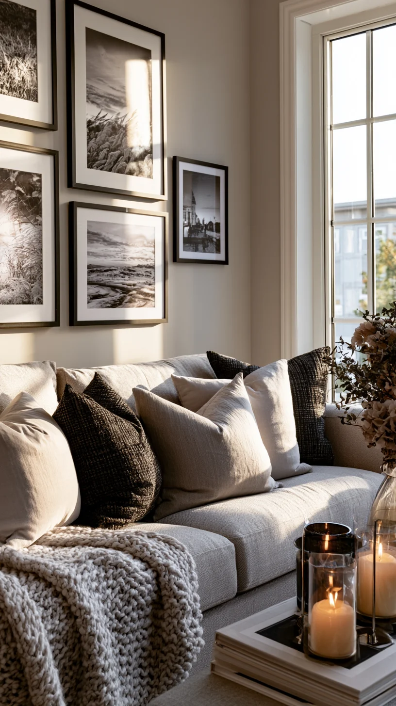 A personal, meaningful large art piece as the focal point of a living room wall, photo 2 of 4