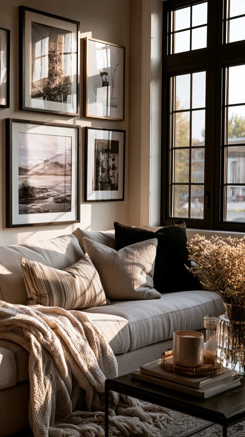 A personal, meaningful large art piece as the focal point of a living room wall, photo 3 of 4