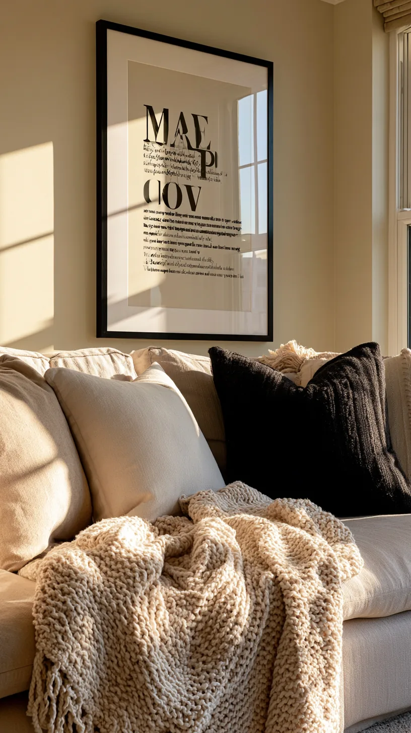 a typography word art mural on a living room wall, photo 4 of 7