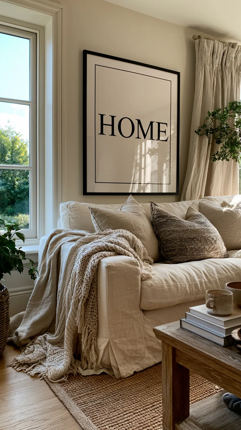 a typography word art mural on a living room wall, photo 7 of 7