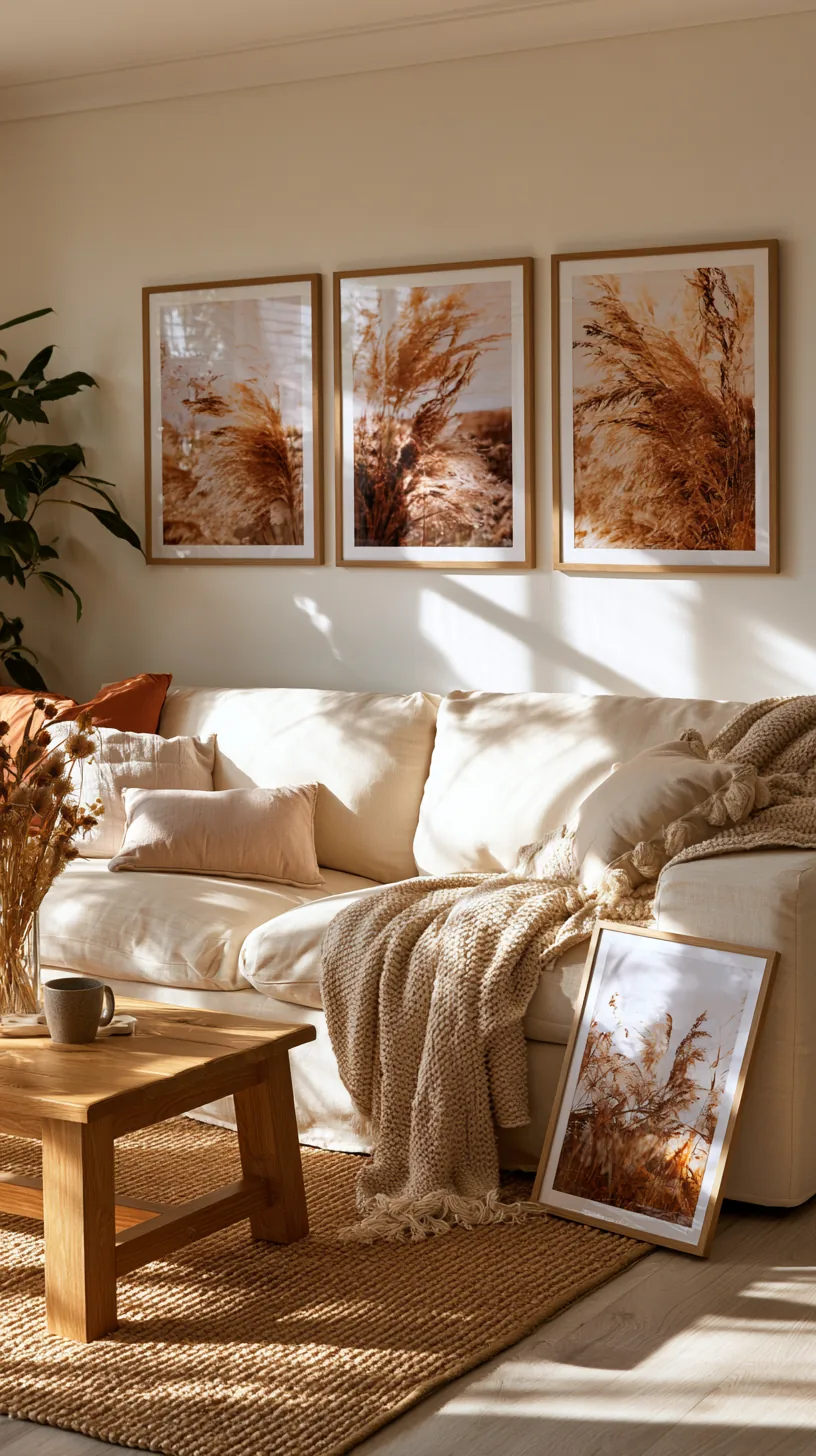 a seasonal art set rotated on a living room wall, photo 8 of 8