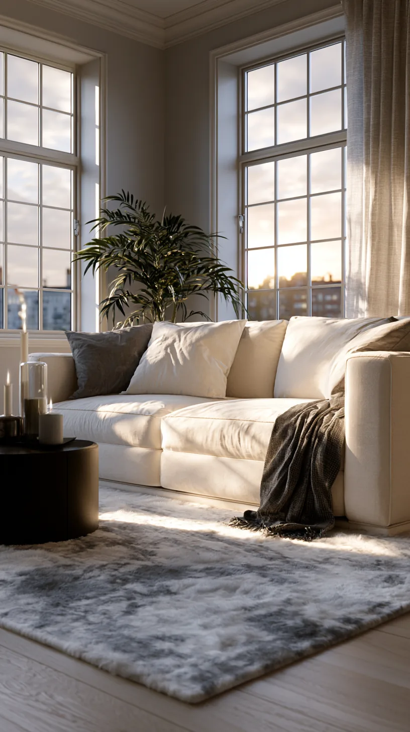 a grey and white shag area rug grounding a living room seating area, photo 2 of 4