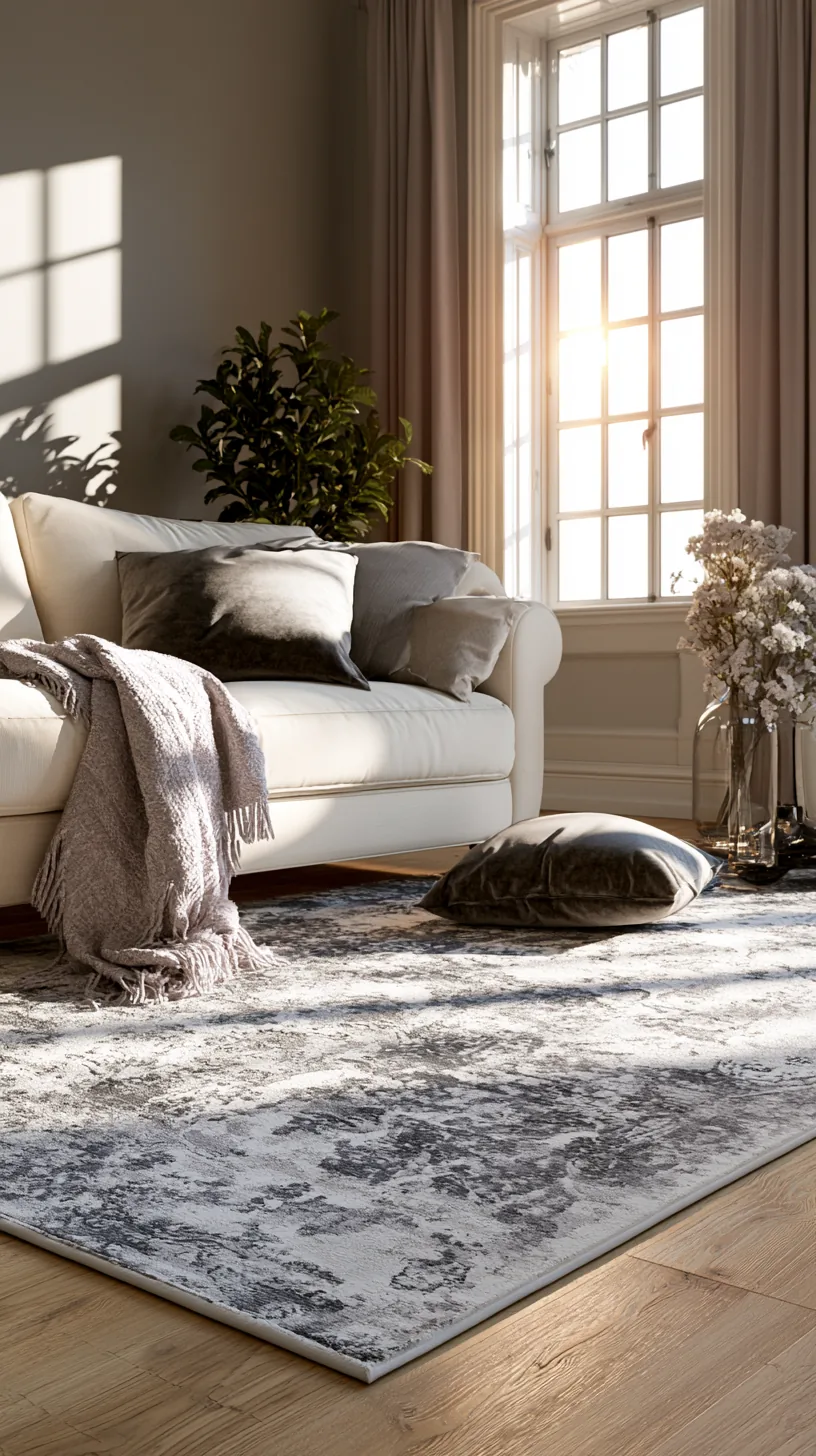 a grey and white shag area rug grounding a living room seating area, photo 3 of 4