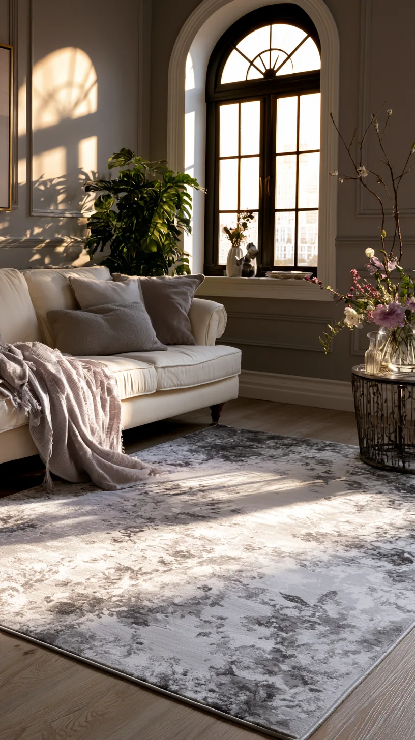 a grey and white shag area rug grounding a living room seating area, photo 4 of 4