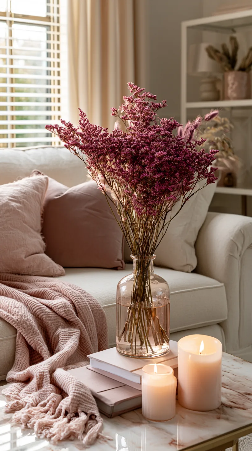 a set of seasonal pink accents refreshing a living room, photo 3 of 4