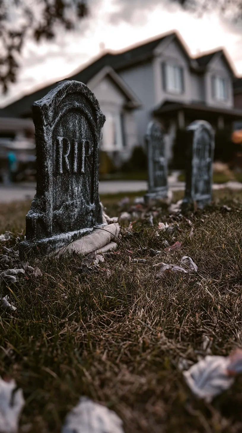 diy foam tombstones anchored in a front lawn — photo 4 of 5