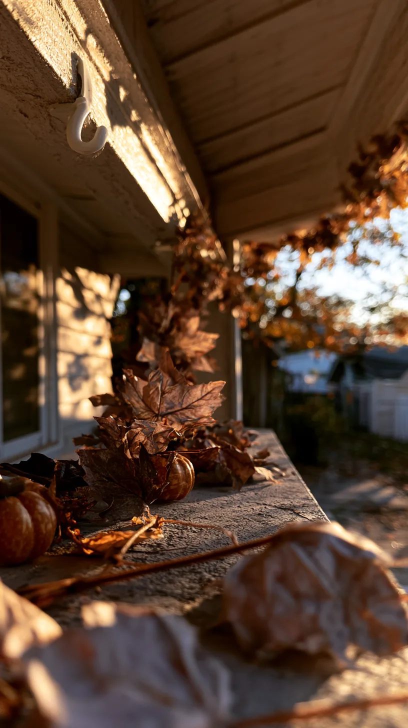 fall garland hung across a wooden porch beam — photo 3 of 5