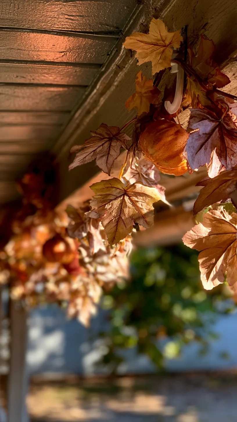 fall garland hung across a wooden porch beam — photo 4 of 5