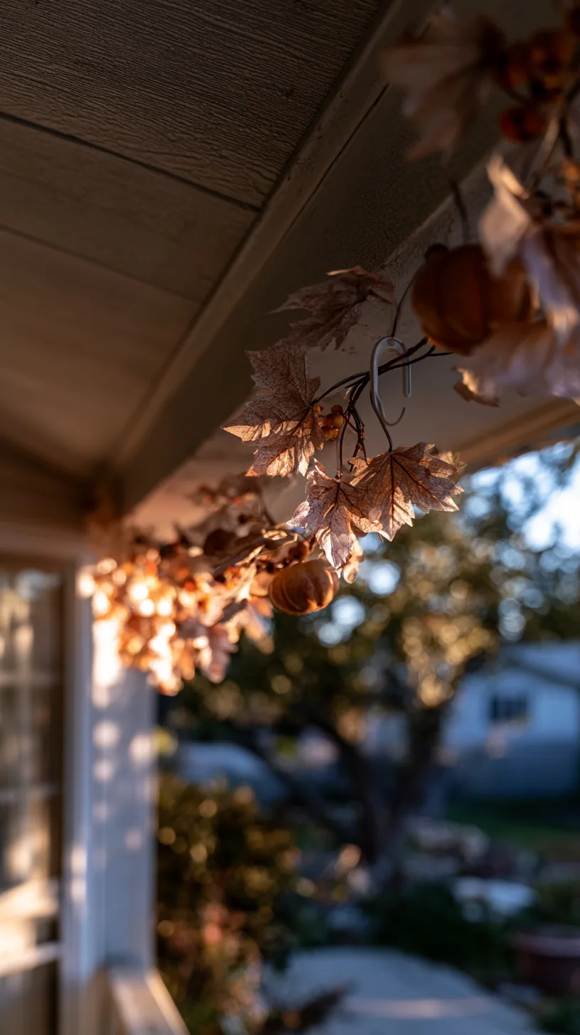 fall garland hung across a wooden porch beam — photo 5 of 5