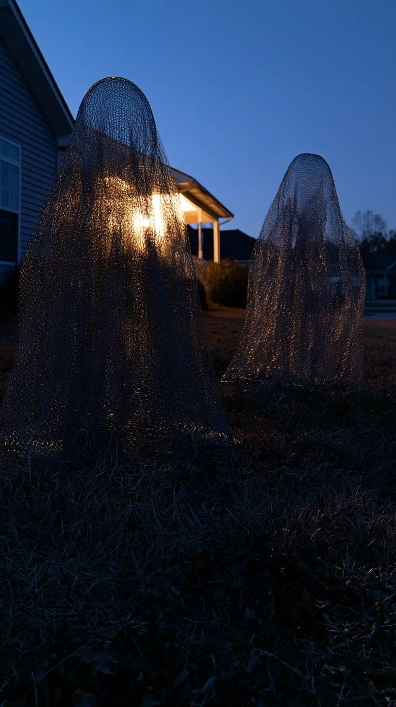 chicken wire ghost figures glowing on a dark lawn — photo 4 of 5