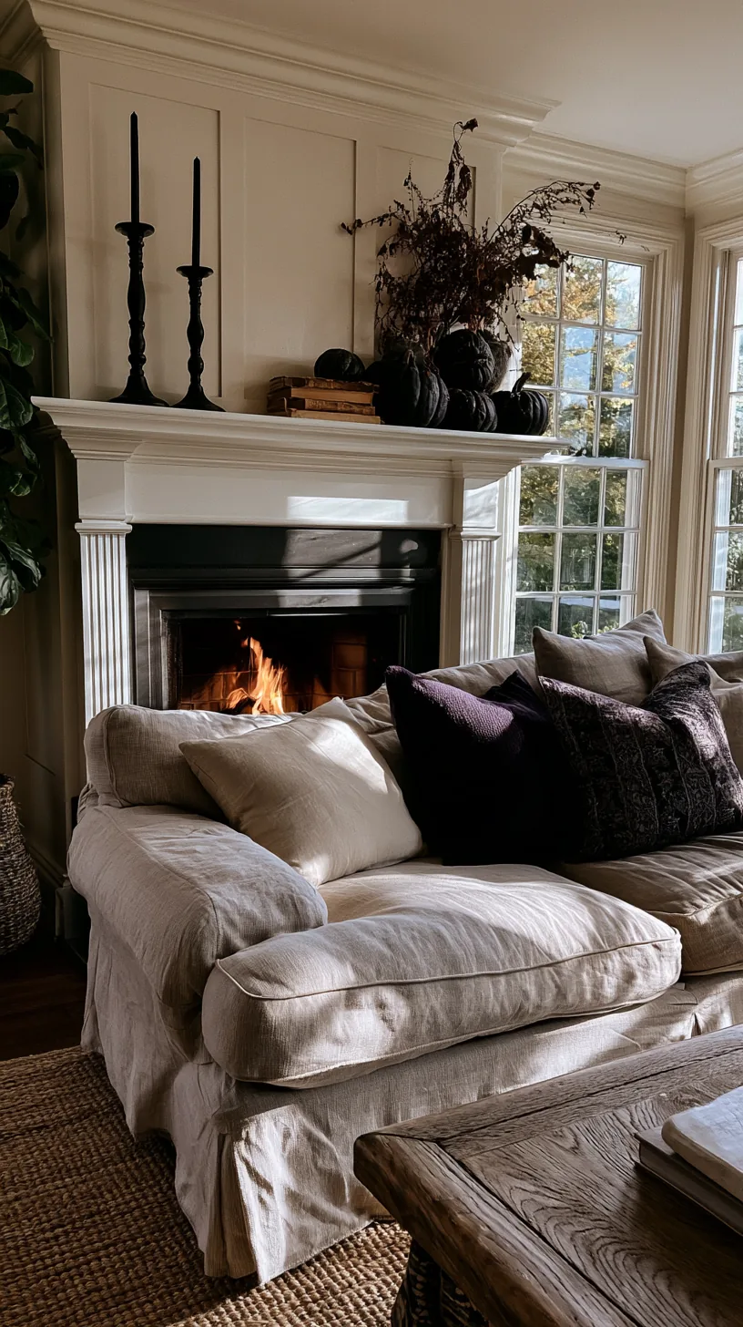 an off centre Halloween mantel arrangement that breaks the symmetry, photo 2 of 4