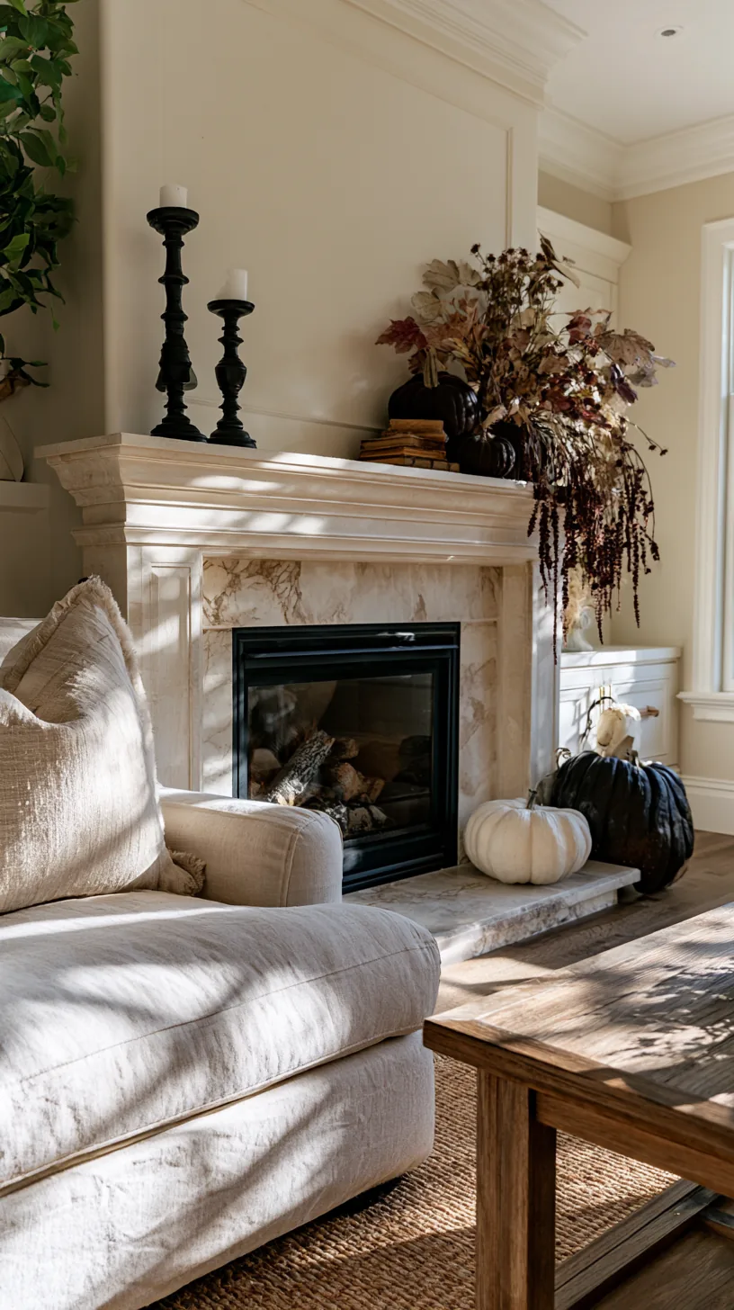 an off centre Halloween mantel arrangement that breaks the symmetry, photo 3 of 4